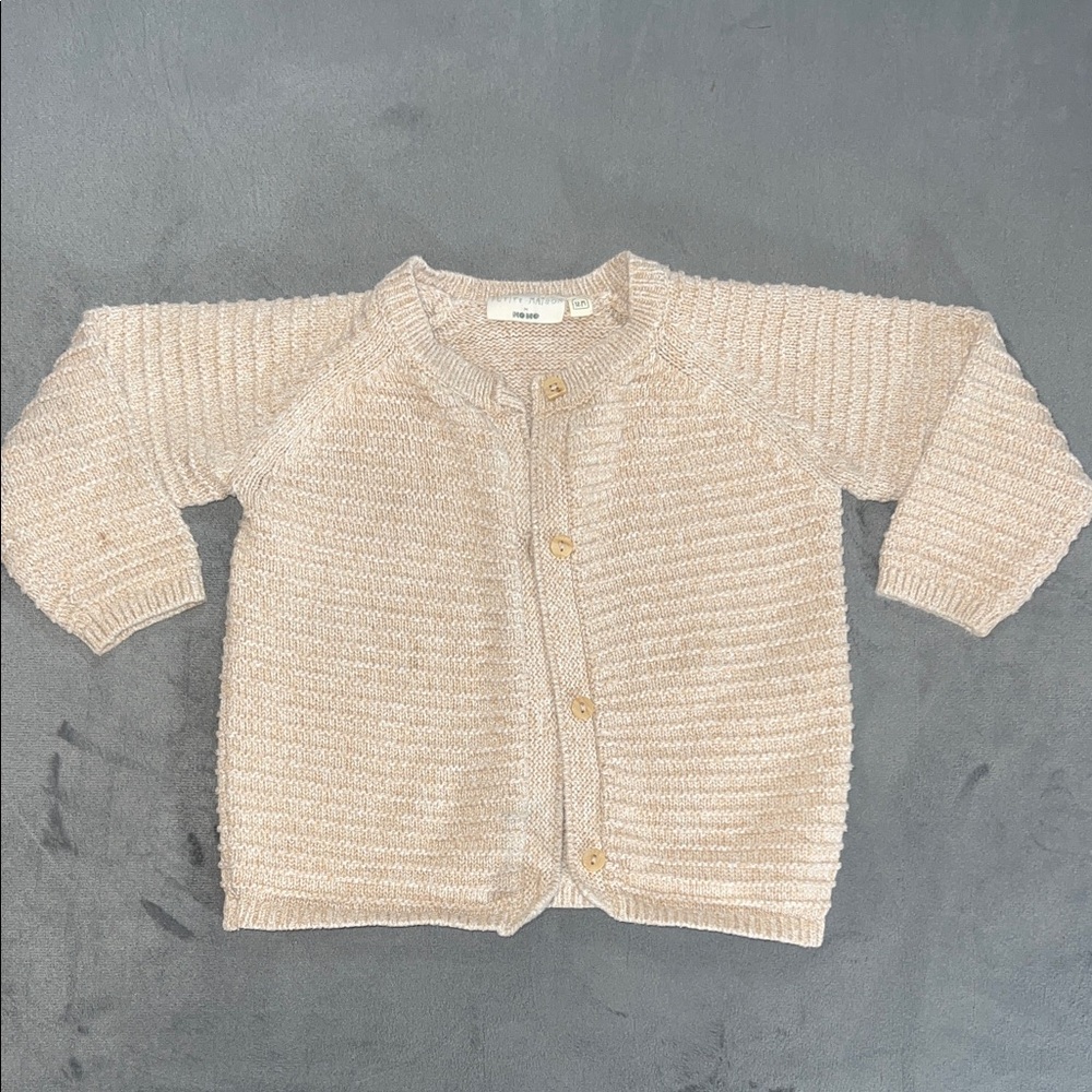 Beige Knit Cardigan with Button Details